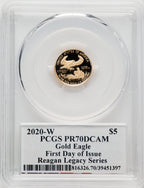 2020-W $5 Tenth Ounce Gold Eagle FDI Reagan Legacy Series PCGS PR70