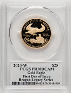 2020-W $25 Half-Ounce Gold Eagle FDI Reagan Legacy Series PCGS PR70
