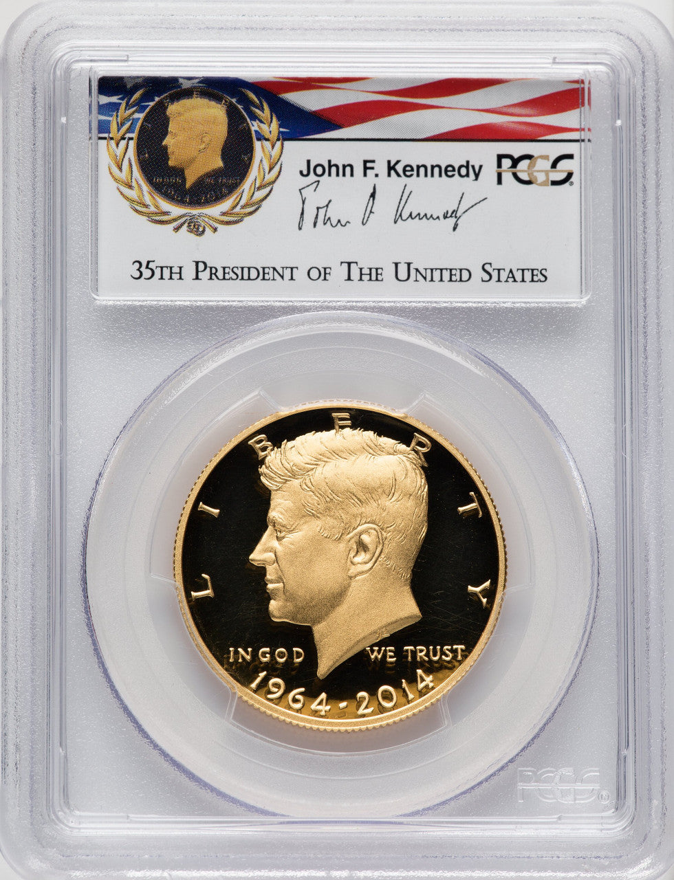 2014-W 50C Kennedy Gold 50th Anniversary Camelot Proof Kennedy Half Dollar PCGS PR70 (769997001)