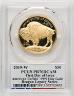 2019-W $50 One-Ounce American Buffalo .9999 Fine Gold First Day of Issue Reagan Gold FDI Reagan Legacy Series PCGS PR70