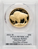 2021-W 1 Oz Gold Buffalo PCGS PR70 Michael Reagan