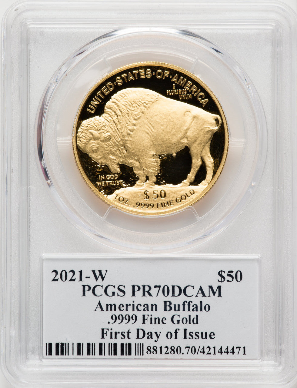 2021-W 1 Oz Gold Buffalo PCGS PR70 Michael Reagan