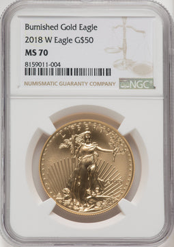 2018-W 1 Oz Burnished Gold Eagle NGC MS70
