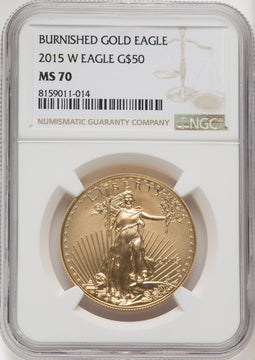 2015-W $50 One-Ounce Gold Eagle Brown Label NGC MS70