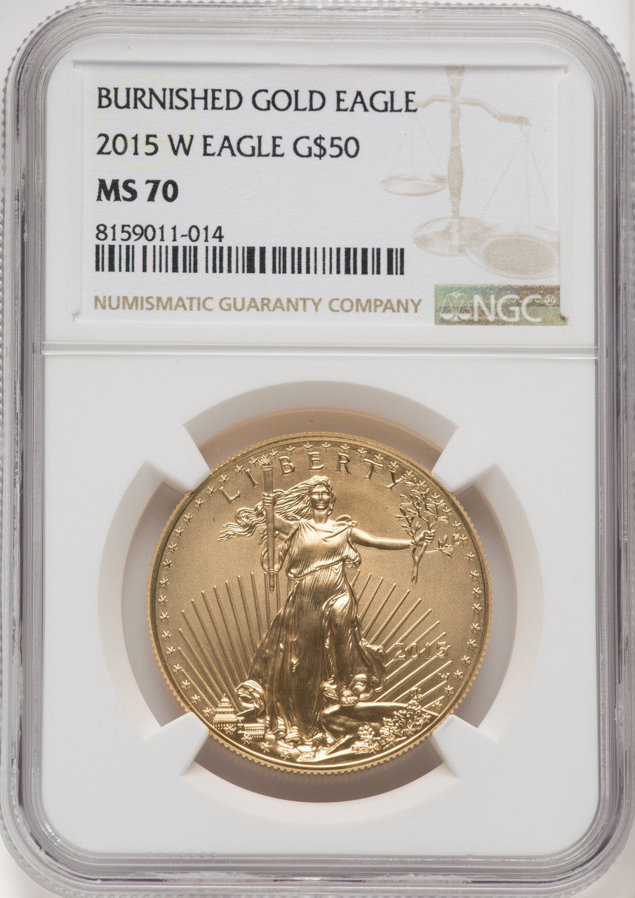 2015-W $50 One-Ounce Gold Eagle Brown Label NGC MS70