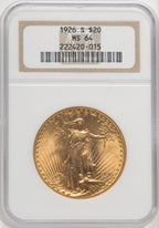 1926-S $20 Saint-Gaudens Double Eagle NGC MS64 (770042001)