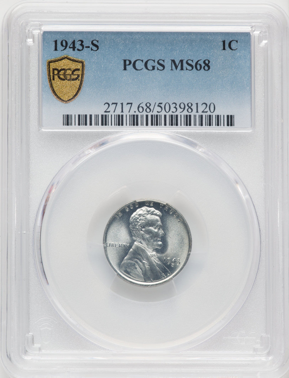 1943-S 1C Lincoln Cent PCGS MS68