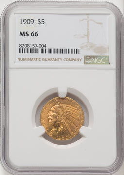 1909 $5 Indian Half Eagle NGC MS66