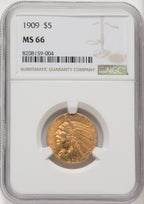 1909 $5 Indian Half Eagle NGC MS66