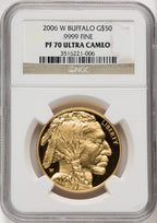 2006-W $50 One-Ounce Gold Buffalo .9999 Fine Gold Brown Label NGC PF70 (769934002)