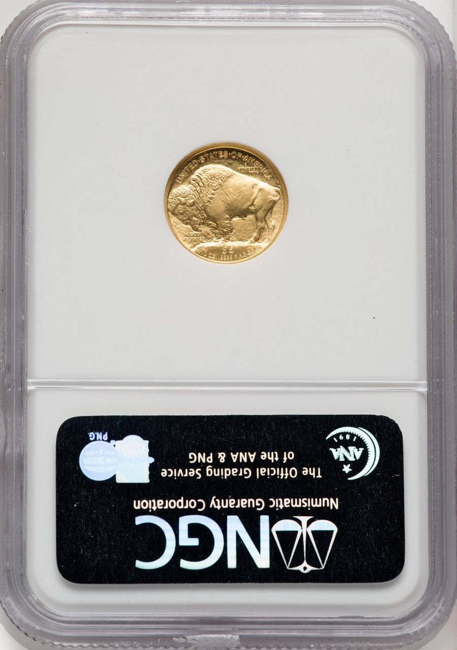 2008-W $5 Burnished Tenth-Ounce Gold Buffalo First Strike ER Blue NGC MS70