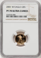 2001-W Gold American Eagle Brown Label 4-Coin Set NGC PF70