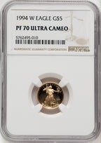 1994-W Gold American Eagle Brown Label 4-Coin Set NGC PF70