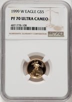 1999-W Gold American Eagle Brown Label 4-Coin Set NGC PF70