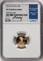 2016-W Gold American Eagle 4-Coin Set NGC PF70 Ed Moy Signed