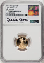 2021-W T-2 Gold American Eagle 4-Coin Set NGC PF70 Jennie Norris Signed