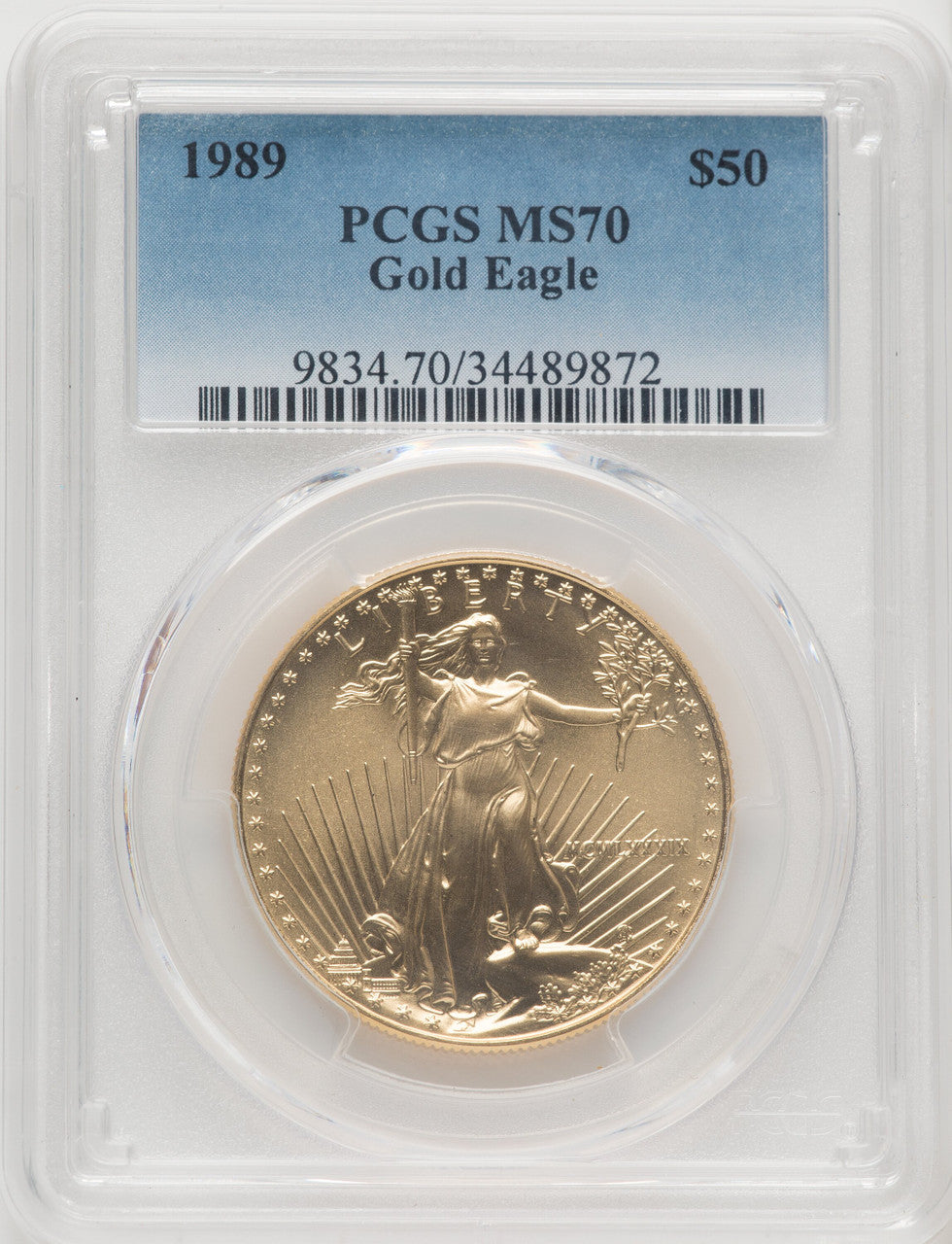 1989 $50 One-Ounce Gold Eagle Blue Gradient PCGS MS70