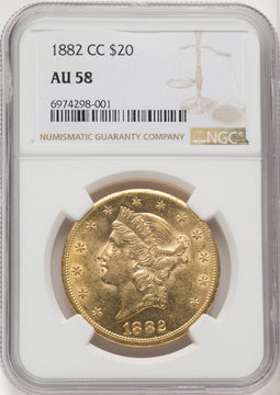 1882-CC $20 Liberty Double Eagle NGC AU58
