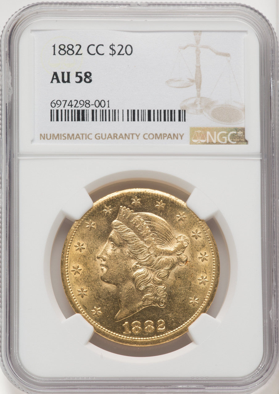 1882-CC $20 Liberty Double Eagle NGC AU58