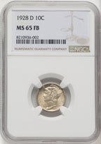 1928-D 10C FB Mercury Dime NGC MS65
