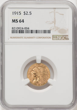 1915 $2.50 Indian Quarter Eagle NGC MS64 (769240004)