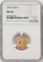 1915 $2.50 Indian Quarter Eagle NGC MS64 (769240004)