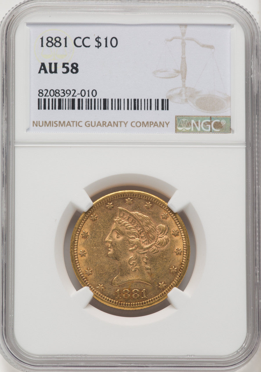 1881-CC $10 Liberty Eagle NGC AU58