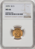 1878 $2.50 Liberty Quarter Eagle NGC MS66