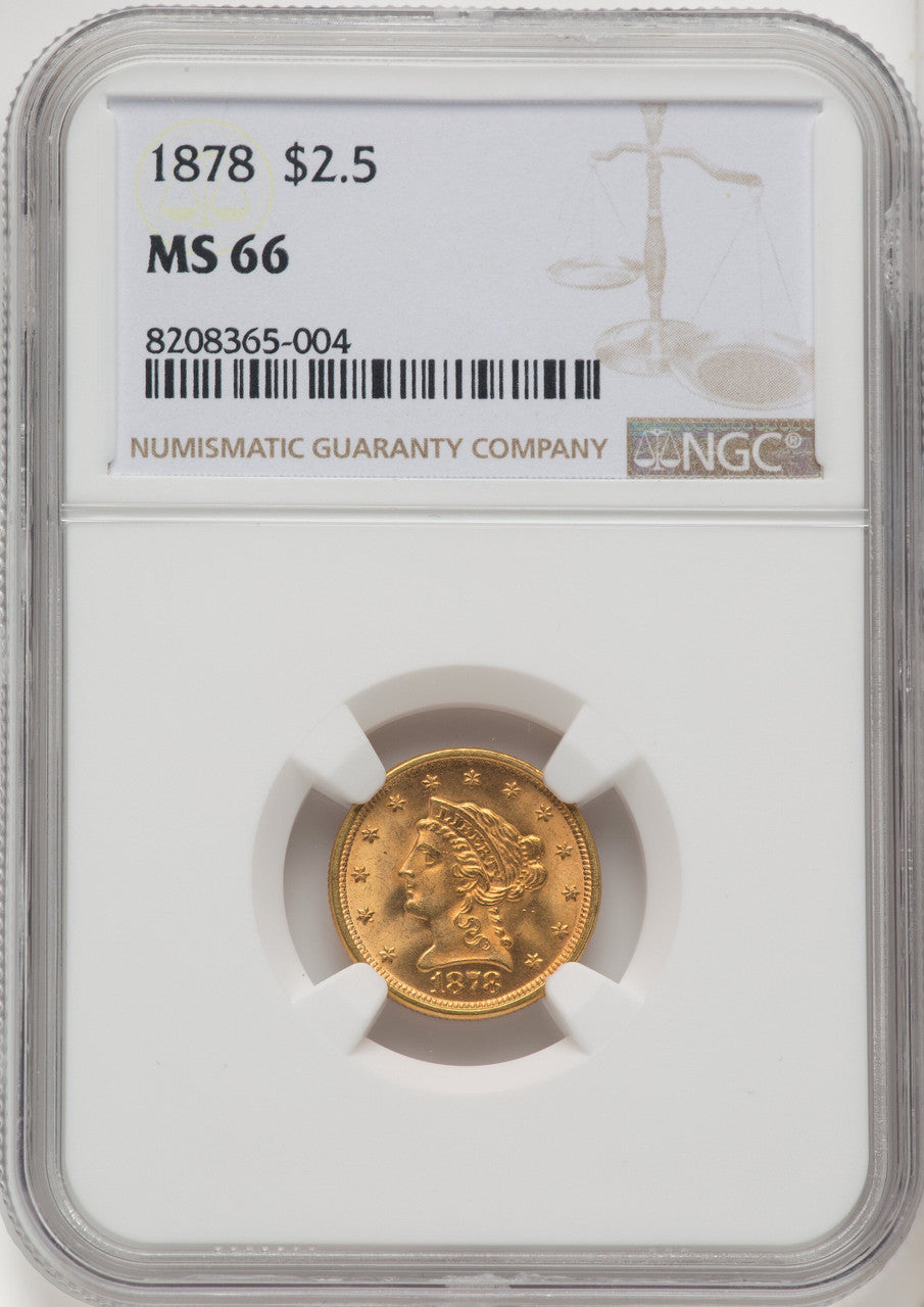 1878 $2.50 Liberty Quarter Eagle NGC MS66