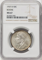 1937-D 50C Boone Commemorative Silver NGC MS67 (769927006)