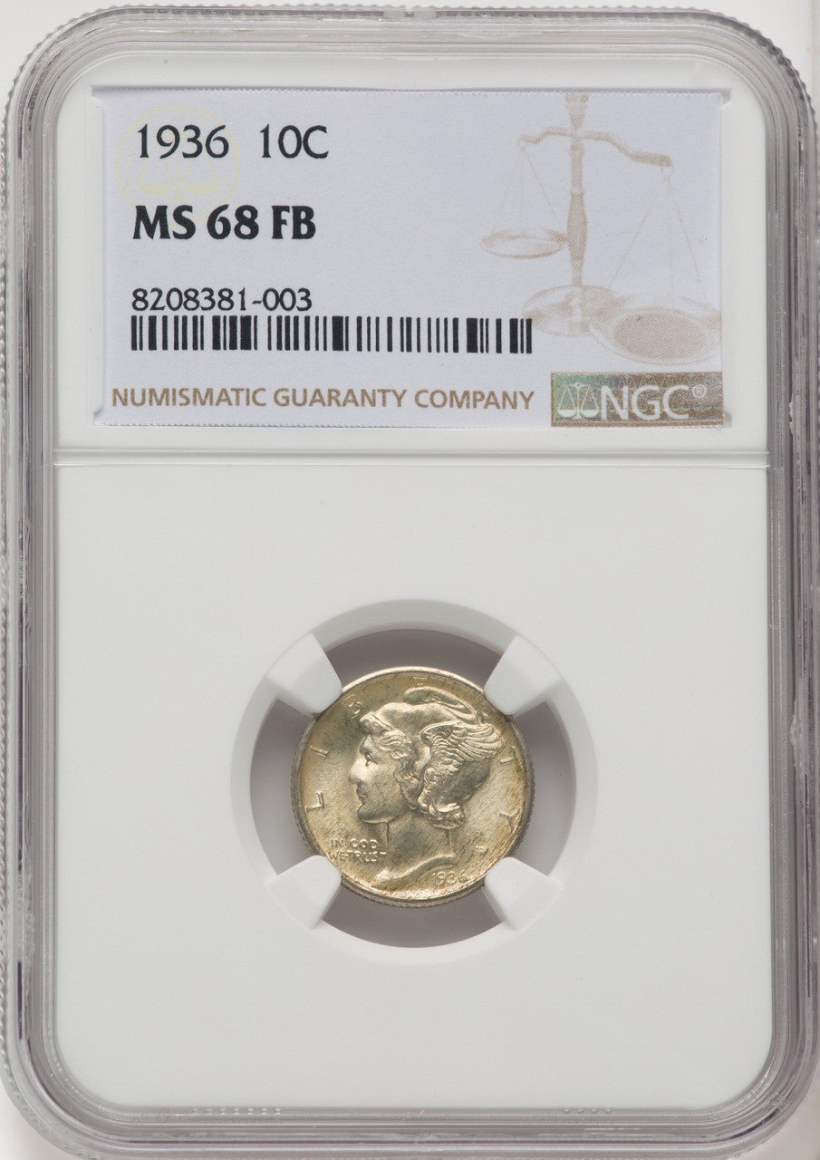 1936 10C FB Mercury Dime NGC MS68