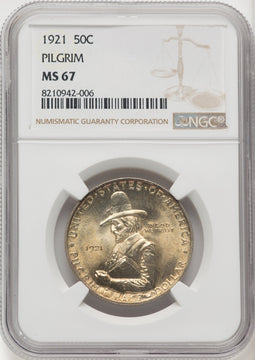 1921 50C Pilgrim Commemorative Silver NGC MS67 (769306015)