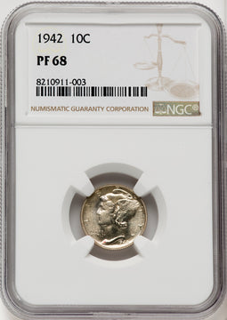 1942 10C Proof Mercury Dime NGC PR68 (769928001)