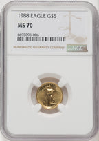 1988 $5 Tenth-Ounce Gold Eagle Brown Label NGC MS70