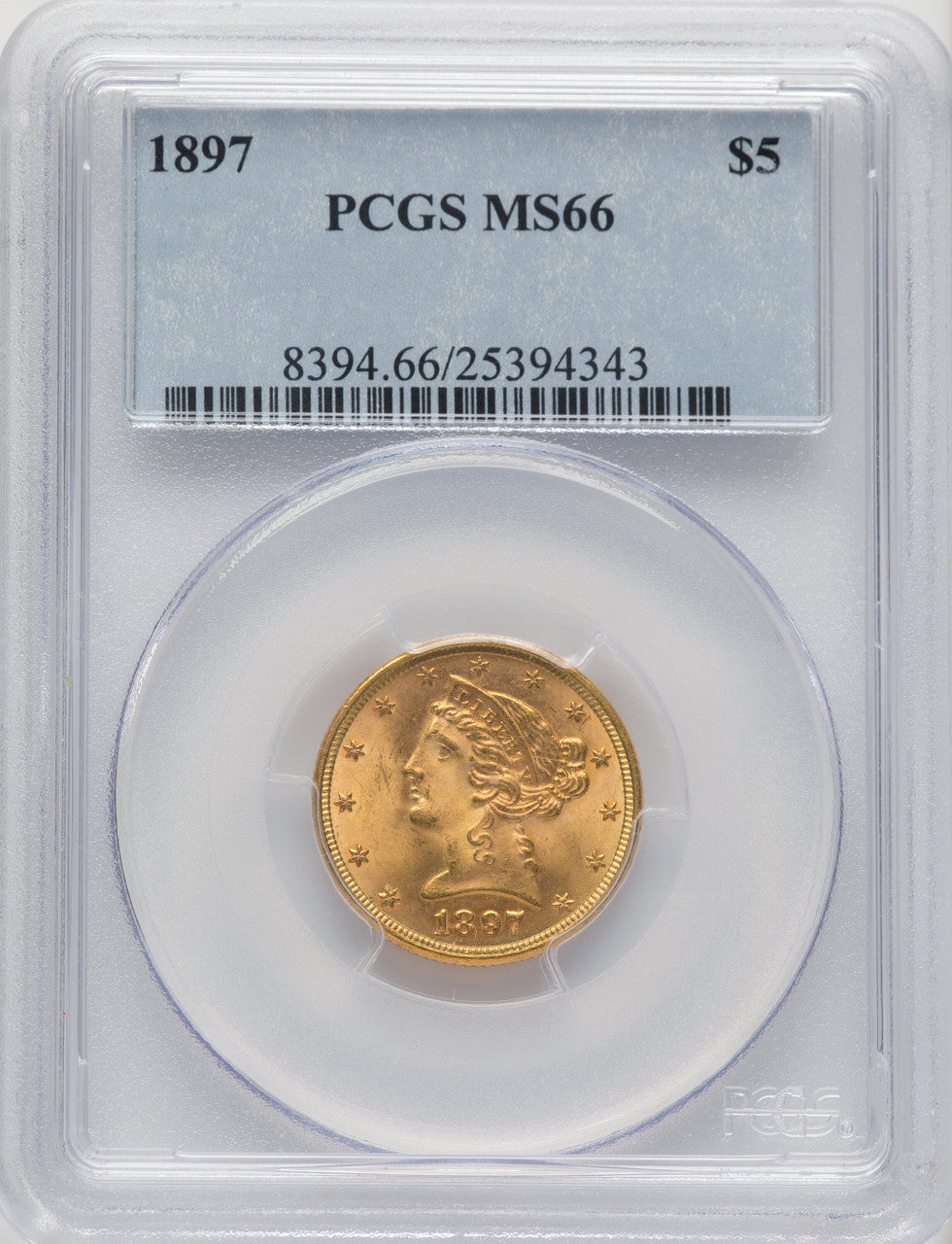 1897 $5 Liberty Half Eagle PCGS MS66