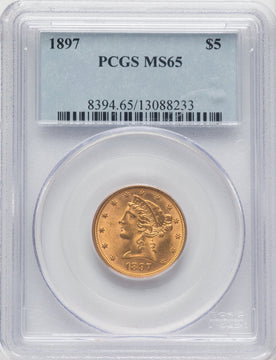 1897 $5 Liberty Half Eagle PCGS MS65