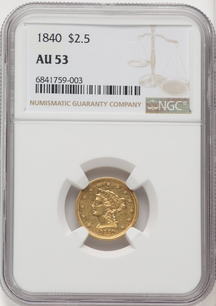 1840 $2.50 Liberty Quarter Eagle NGC AU53