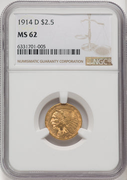 1914-D $2.50 Indian Quarter Eagle NGC MS62 (770206023)