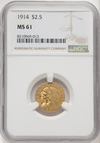 1914 $2.50 Indian Quarter Eagle NGC MS61 (506235059)