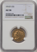 1910-S $5 Indian Half Eagle NGC AU58 (770206028)