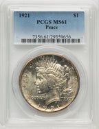 1921 Peace Dollar PCGS MS61