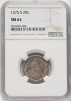 1875-S 20C Twenty Cent Pieces NGC MS62