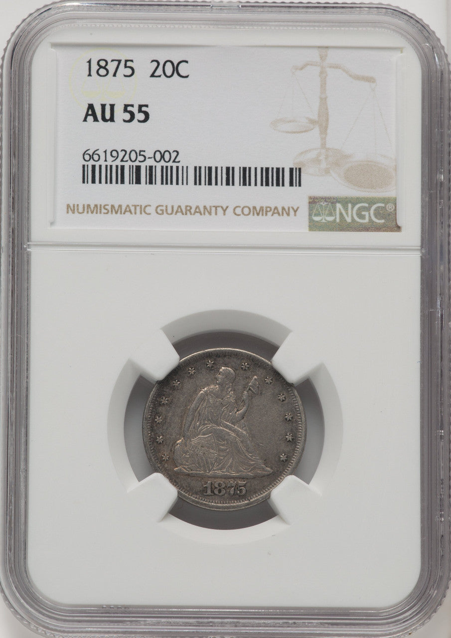 1875 20C Twenty Cent Pieces NGC AU55