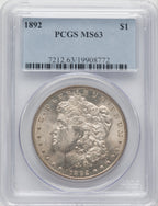 1892 Morgan Dollar PCGS MS63