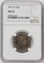 1911-D 25C Barber Quarter NGC AU53