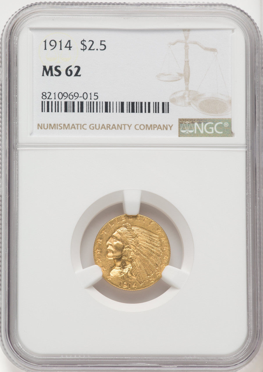 1914 $2.50 Indian Quarter Eagle NGC MS62 (769966001)