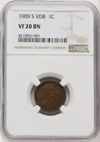 1909-S 1C VDB BN Lincoln Cent NGC VF20 (769833013)