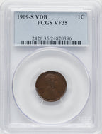 1909-S 1C VDB BN Lincoln Cent PCGS VF35 (506584032)