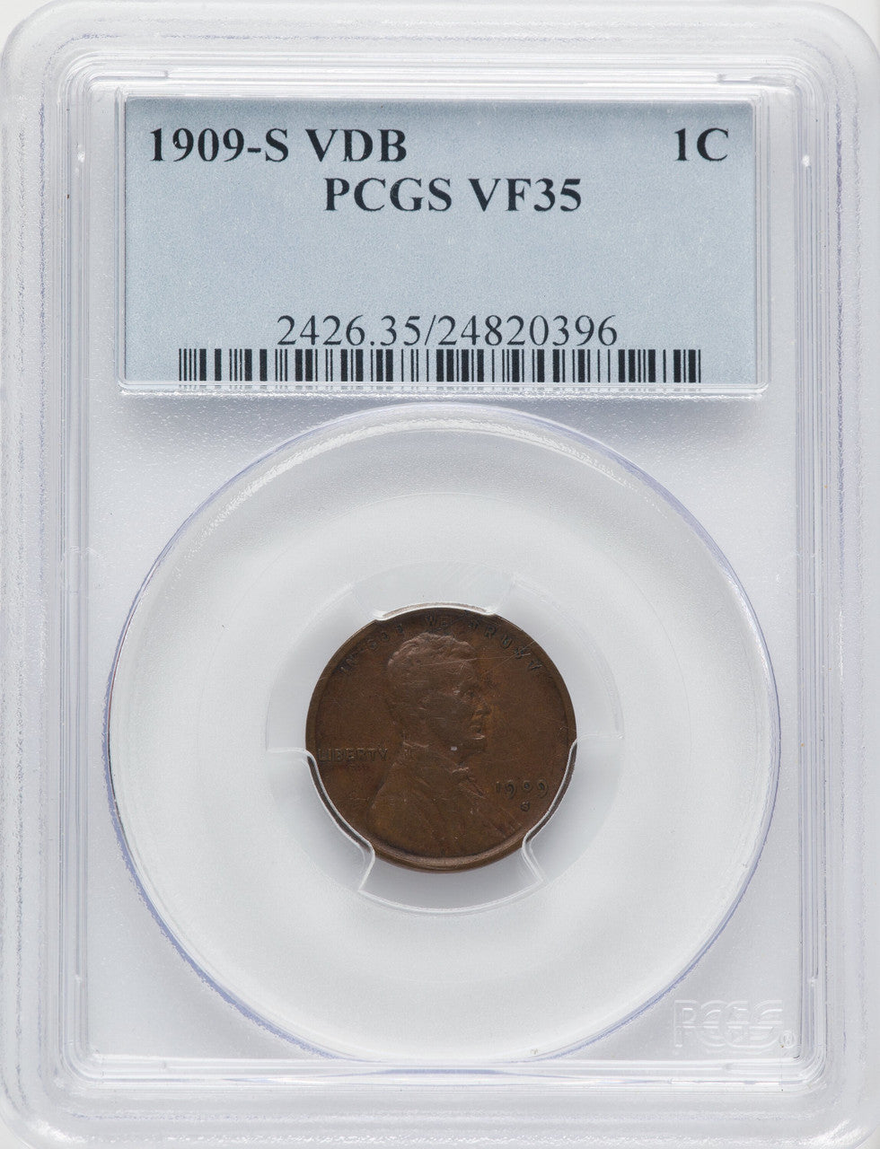 1909-S 1C VDB BN Lincoln Cent PCGS VF35 (506584032)
