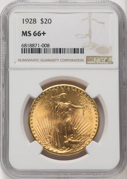 1928 $20 Saint-Gaudens Double Eagle NGC MS66+